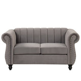 English Elm 51" Modern Sofa Dutch Fluff Upholstered Sofa With Solid Wood Legs, Buttoned Tufted Backrest,Gray