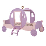 Hearth and Haven Zing Twin Size Princess Carriage Bed with Stair, Purple and Pink HL000054AAH