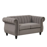 English Elm 51" Modern Sofa Dutch Fluff Upholstered Sofa With Solid Wood Legs, Buttoned Tufted Backrest,Gray