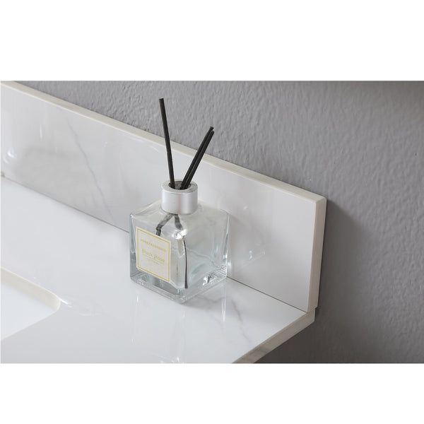 English Elm Montary 31-Inch Carrara Stone Vanity Top With Undermount Sink & Backsplash - Elegant Bathroom Upgrade! W509107287