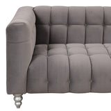 English Elm 63" Modern Sofa Dutch Fluff Upholstered Sofa With Solid Wood Legs, Buttoned Tufted Backrest,Gray