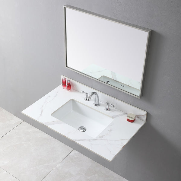 English Elm Montary 37-Inch Carrara Gold Vanity Top With Undermount Sink - Elegant, Durable, Easy Install! W509107289