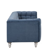 English Elm 89" Modern Sofa Dutch Fluff Upholstered Sofa With Solid Wood Legs, Buttoned Tufted Backrest,Blue