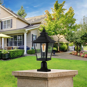 English Elm 21"(h) Matte Black Aluminum Outdoor Post Lantern Clear Glass Weatherproof Garden Path Light W1340110427