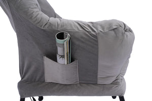 English Elm Living Room Cotton Lounge Chair with Ottoman Steel Frame Ergonomic Accent Seat Light Gray W1899121347