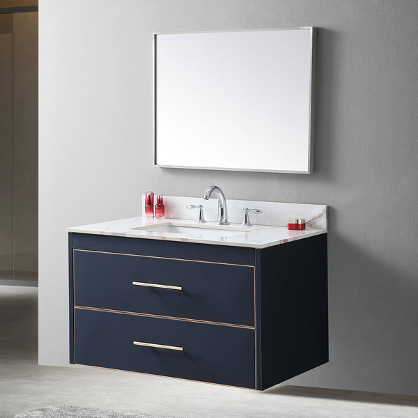 English Elm Montary 37-Inch Carrara Gold Vanity Top With Undermount Sink - Elegant, Durable, Easy Install! W509107289