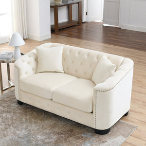 English Elm 59-inch Chesterfield Velvet Loveseat Tufted Button Back Nailhead Trim Compact Sofa W834S00560