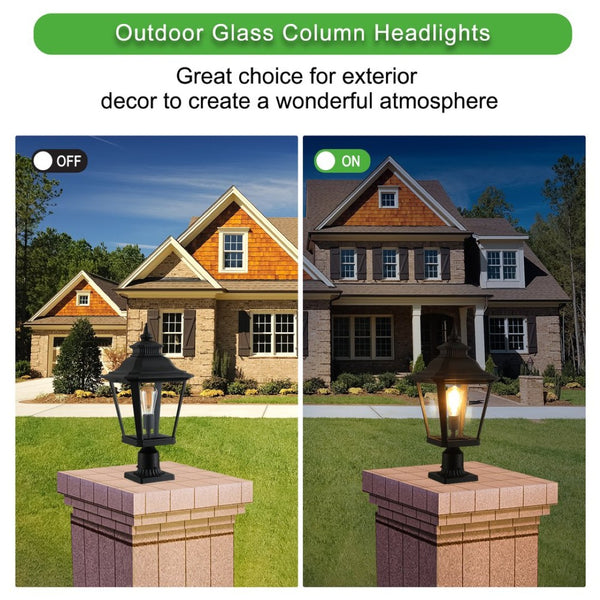 English Elm 21"(h) Matte Black Aluminum Outdoor Post Lantern Clear Glass Weatherproof Garden Path Light W1340110427