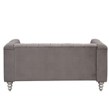 English Elm 63" Modern Sofa Dutch Fluff Upholstered Sofa With Solid Wood Legs, Buttoned Tufted Backrest,Gray