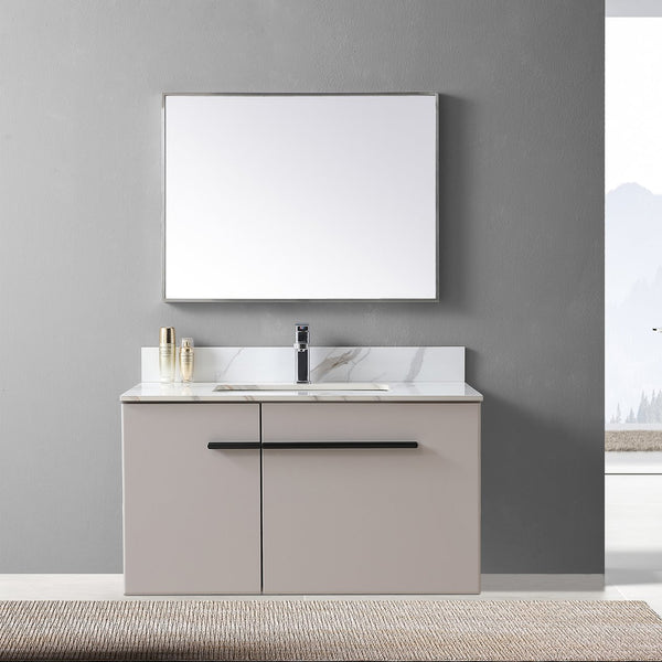 English Elm Montary 37-Inch Carrara Gold Bathroom Vanity Top With Undermount Sink & Modern Faucet Hole Design W509107288