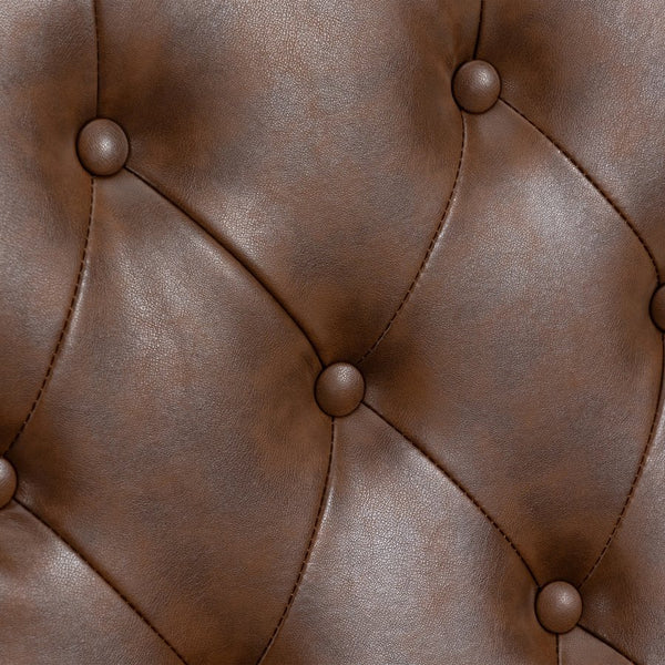 English Elm Wood Solid Frame Armchair Modern Accent Lounge Chair with Padded Foam Seat and Sturdy Rubberwood Legs Brown PU W395109980