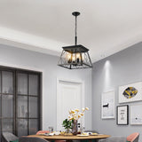 Vintage Farmhouse Chandelier 4-Light Golden Black Fixture for Kitchen/Dining/Living Room - Sku:W1340P206637