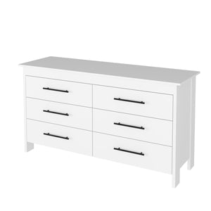 English Elm Canaan White 2-Piece Bedroom Set with Armoire & 6-Drawer Dresser, Sleek Handles, Spacious Storage B062S00257