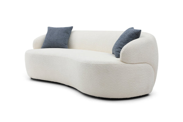 English Elm Mid Century Modern Boucle Cloud Sofa Three Seat Curved Frame for Living Room W87642013