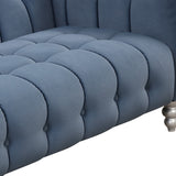 English Elm 89" Modern Sofa Dutch Fluff Upholstered Sofa With Solid Wood Legs, Buttoned Tufted Backrest,Blue