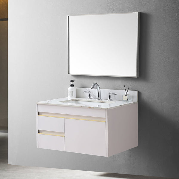 English Elm Montary 31-Inch Carrara Stone Vanity Top With Undermount Sink & Backsplash - Elegant Bathroom Upgrade! W509107287