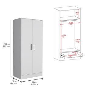 English Elm Canaan White 2-Piece Bedroom Set with Armoire & 6-Drawer Dresser, Sleek Handles, Spacious Storage B062S00257