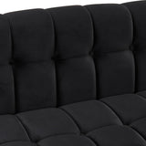 English Elm Modern 3-Piece Sofa Set With Solid Wood Legs, Buttoned Tufted Backrest, Dutch Fleece Upholstered Sofa Set Including Three-Seater Sofa, Double Seat and Living Room Furniture Set Single Chair, Black