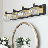 English Elm Led 4-Light Modern Crystal Bathroom Vanity Light Over Mirror Bath Wall Lighting Fixtures