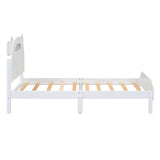 English Elm Twin Size Wood Platform Bed With Bear-Shaped Headboard,Bed With Motion Activated Night Lights,White