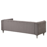 English Elm 89" Modern Sofa Dutch Fluff Upholstered Sofa With Solid Wood Legs, Buttoned Tufted Backrest,Gray