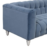 English Elm 89" Modern Sofa Dutch Fluff Upholstered Sofa With Solid Wood Legs, Buttoned Tufted Backrest,Blue