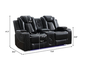 English Elm Mspm070 Faux Leather Power Reclining Loveseat with Bluetooth Led Usb Console W1805P343701