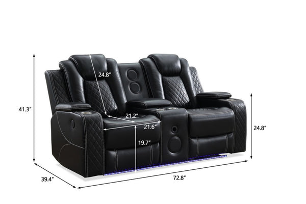 English Elm Mspm070 Faux Leather Power Reclining Loveseat with Bluetooth Led Usb Console W1805P343701