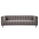 English Elm 89" Modern Sofa Dutch Fluff Upholstered Sofa With Solid Wood Legs, Buttoned Tufted Backrest,Gray