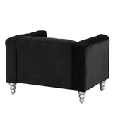 English Elm 42" Modern Sofa Dutch Fluff Upholstered Sofa With Solid Wood Legs, Buttoned Tufted Backrest,