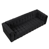 English Elm 89" Modern Sofa Dutch Fluff Upholstered Sofa With Solid Wood Legs, Buttoned Tufted Backrest,Black