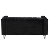 English Elm 63" Modern Sofa Dutch Fluff Upholstered Sofa With Solid Wood Legs, Buttoned Tufted Backrest,Black