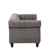 English Elm 51" Modern Sofa Dutch Fluff Upholstered Sofa With Solid Wood Legs, Buttoned Tufted Backrest,Gray