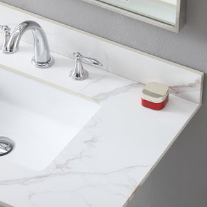 English Elm Montary 37-Inch Carrara Gold Vanity Top With Undermount Sink - Elegant, Durable, Easy Install! W509107289