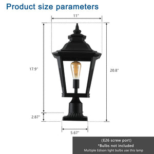 English Elm 21"(h) Matte Black Aluminum Outdoor Post Lantern Clear Glass Weatherproof Garden Path Light W1340110427