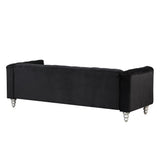 English Elm 89" Modern Sofa Dutch Fluff Upholstered Sofa With Solid Wood Legs, Buttoned Tufted Backrest,Black