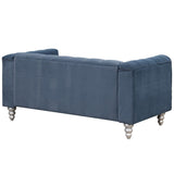 English Elm 63" Modern Sofa Dutch Fluff Upholstered Sofa With Solid Wood Legs, Buttoned Tufted Backrest,Blue