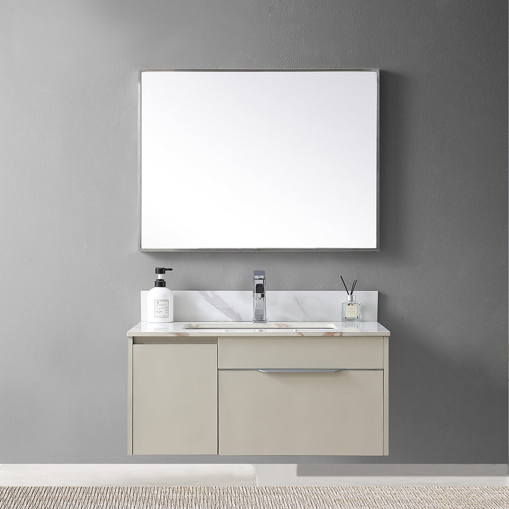 English Elm Montary 31-Inch Carrara Gold Stone Vanity Top With Undermount Sink, Faucet Hole & Backsplash W509107286