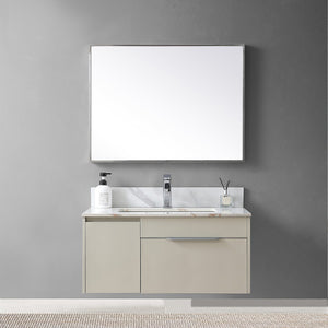 English Elm Montary 31-Inch Carrara Gold Stone Vanity Top With Undermount Sink, Faucet Hole & Backsplash W509107286