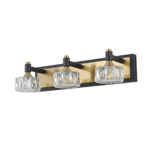 English Elm 20" Crystal Vanity Sconce 3-light Brass Matte Black Glam Wall Fixture for Bath W1340110603