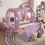 Hearth and Haven Zing Twin Size Princess Carriage Bed with Stair, Purple and Pink HL000054AAH