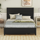 Hearth and Haven Full Size Platform Bed with Twin Size Trundle and 2 Drawers, Black MF306036AAB