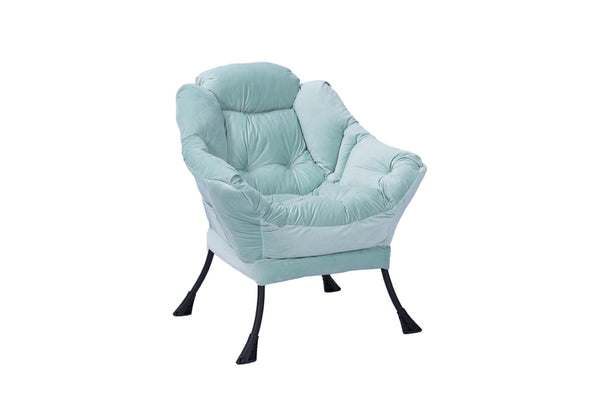 English Elm Living Room Cotton Lounge Chair with Ottoman Steel Frame Ergonomic Accent Seat Green W1899121340
