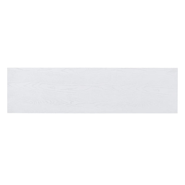 English Elm Trexm Vintage Four Door Sideboard Rubberwood Carved Panels Round Handles Dining Storage White WF307723AAK