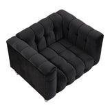 English Elm 42" Modern Sofa Dutch Fluff Upholstered Sofa With Solid Wood Legs, Buttoned Tufted Backrest,