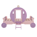 Hearth and Haven Zing Twin Size Princess Carriage Bed with Stair, Purple and Pink HL000054AAH