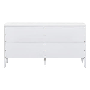 English Elm Trexm Vintage Four Door Sideboard Rubberwood Carved Panels Round Handles Dining Storage White WF307723AAK