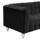 English Elm Modern 3-Piece Sofa Set With Solid Wood Legs, Buttoned Tufted Backrest, Dutch Fleece Upholstered Sofa Set Including Three-Seater Sofa, Double Seat and Living Room Furniture Set Single Chair, Black