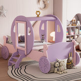 Hearth and Haven Zing Twin Size Princess Carriage Bed with Stair, Purple and Pink HL000054AAH