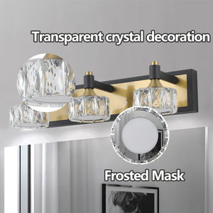 English Elm 20" Crystal Vanity Sconce 3-light Brass Matte Black Glam Wall Fixture for Bath W1340110603